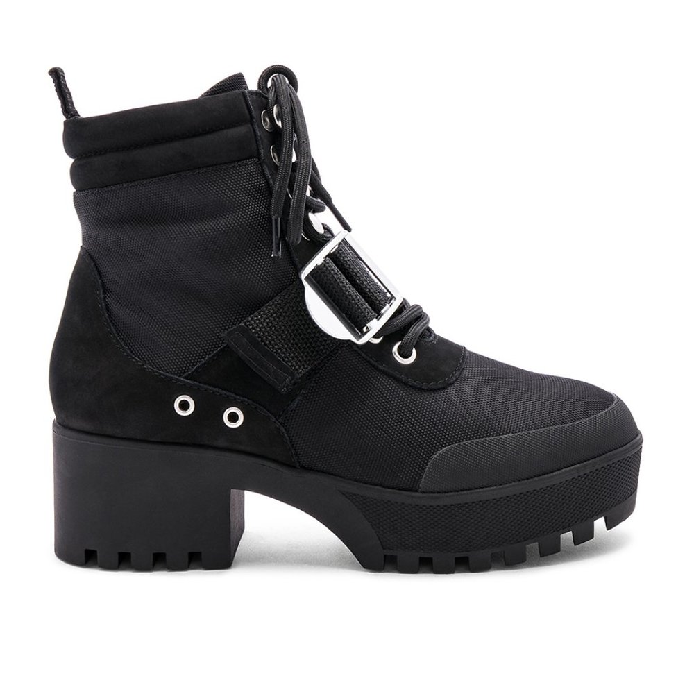 Steve Madden 7 Black Combat Boots Platform NEW - Picture 3 of 14